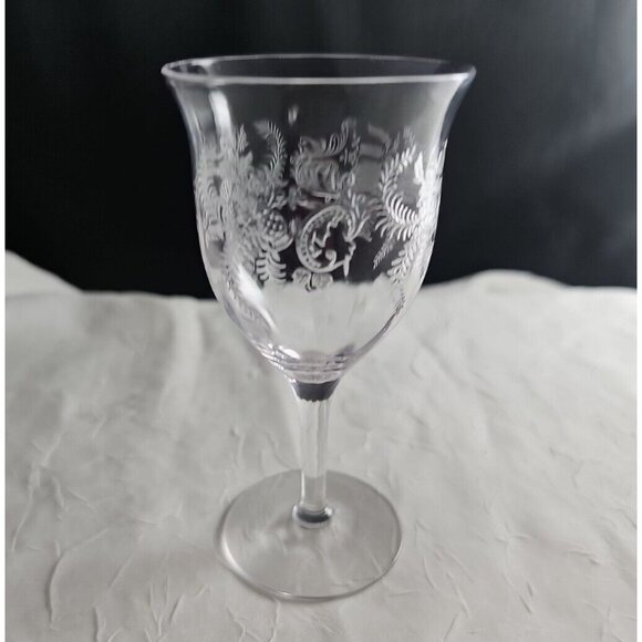 Antique Fostoria Florid Footed Cocktail Glasses 5" wine paisley etched Rare - Picture 2 of 9